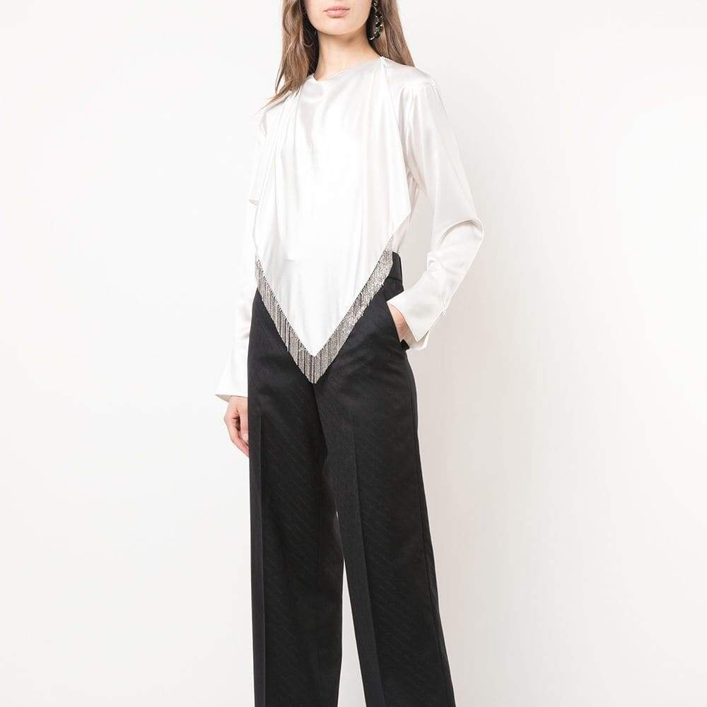 ALEXANDER WANG BLOUSE WITH CHAIN FRINGED SCARF